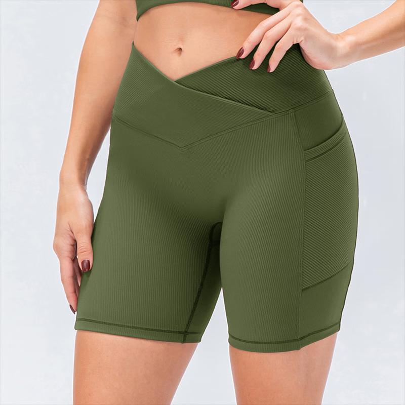 Yudong Women's High-Waisted Cross-Waist Yoga Shorts