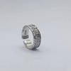 Handcrafted Sterling Ring With Cherry Blossom Motif Vintage Hammered Texture Adjustable Unisex Band