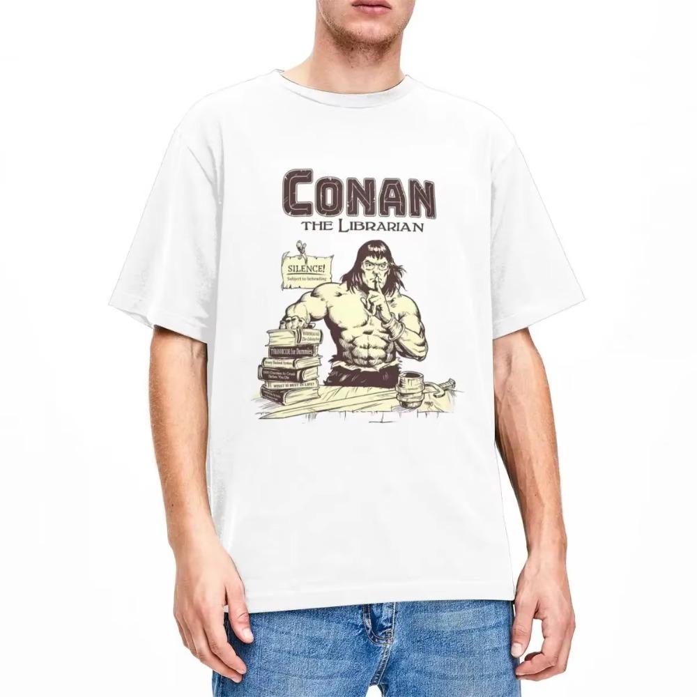 Conan The Librarian Men Women T Shirts Conan the Barbarian Parody Apparel Novelty Tee Shirt T-Shirt  Clothing