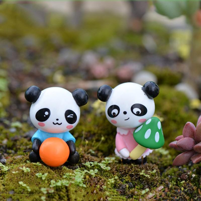 4Pcs/set Cartoon Panda Animal Miniatures Mini Figures Diy Fairy Garden Decoration Moss Terrarium Micro Landscape