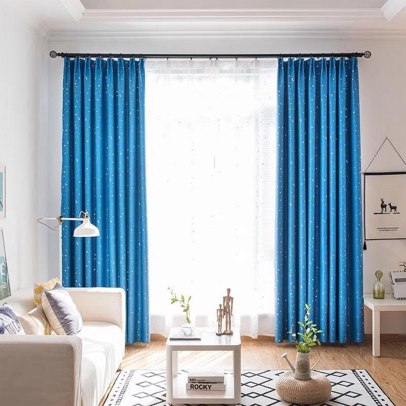 2 uds cortina gruesa de estrella de estilo nórdico sombra de sombreado cortina de ventana cálida de piso a techo sala de estar dormitorio cortina de gancho terminada