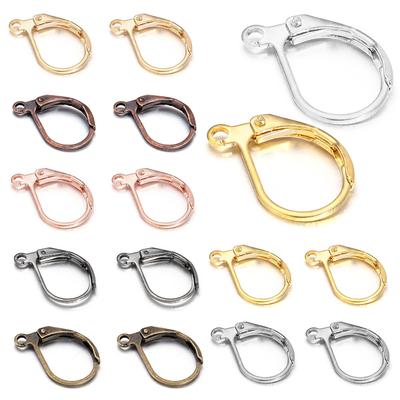 50pcs/lot D Shape Earring Hooks French Lever Back Earwire Alloy Earrings Clasps For Jewelry Making Findings DIY Accessories