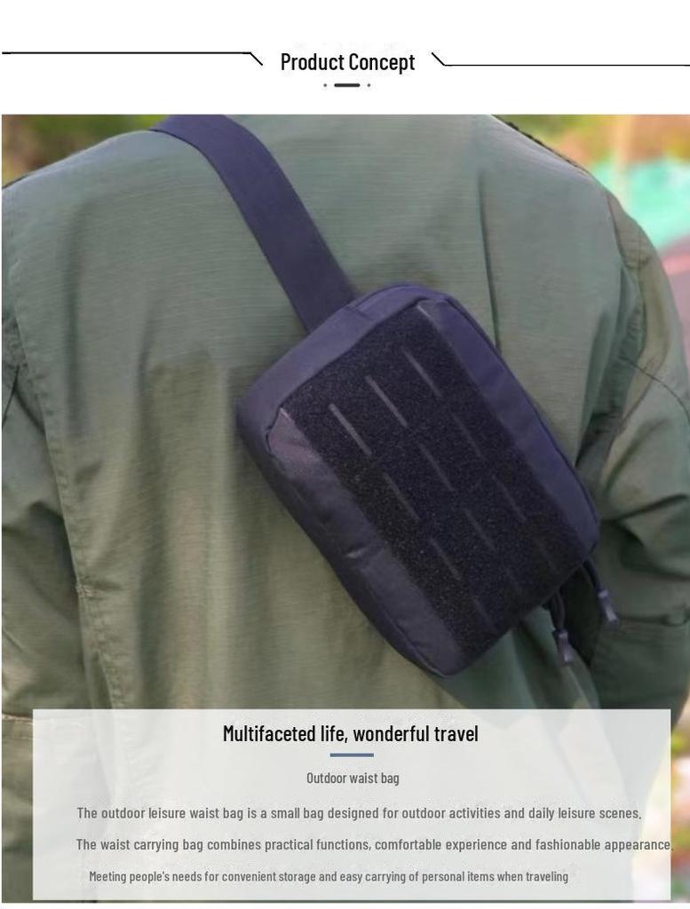 Men's Tactical Cross-Border Outdoor Sports Waist Bag with Laser-Cut MOLLE Mounting