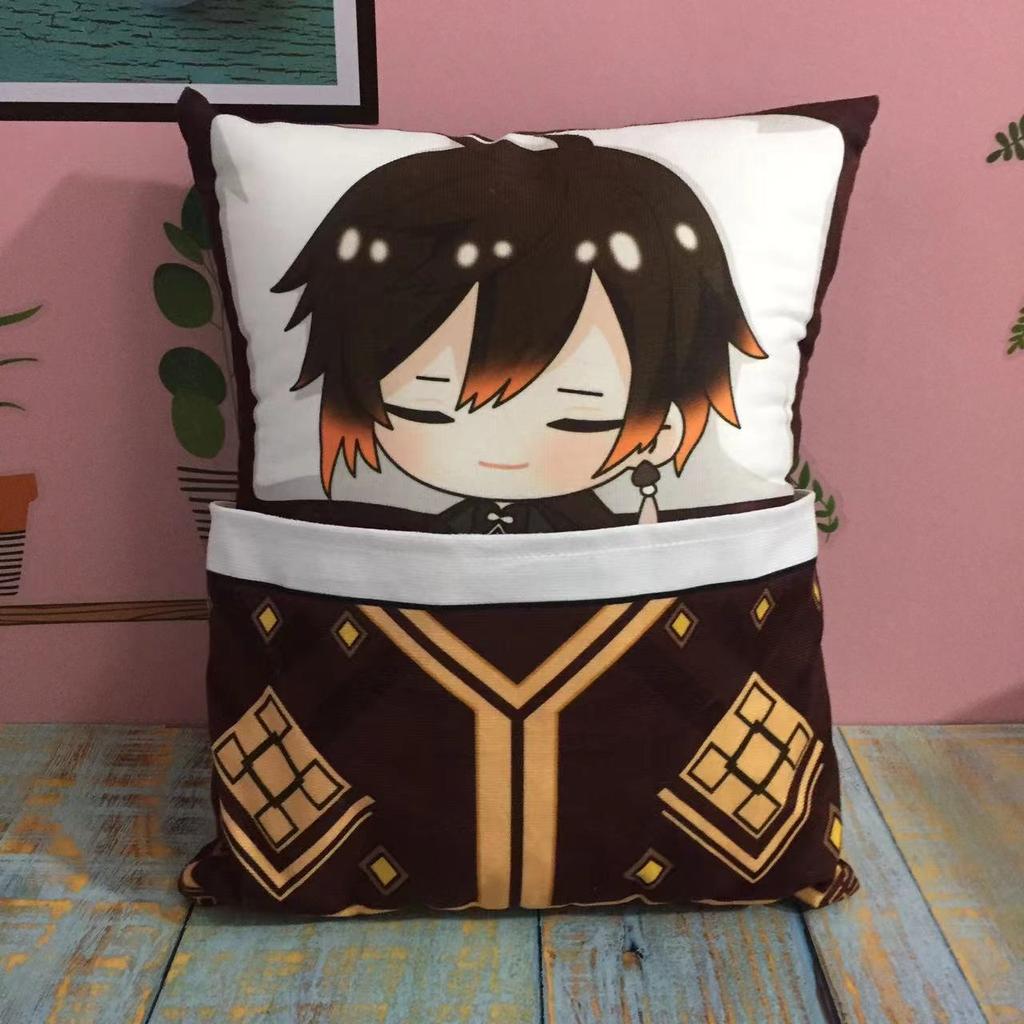 36cm Genshin Impact Quadratisches Kissen Kamisato Ayato Kazuha Shikanoin Heizou Yae Miko Spiel Anime Schlafendes Stofftier Kissen Puppe Spielzeug