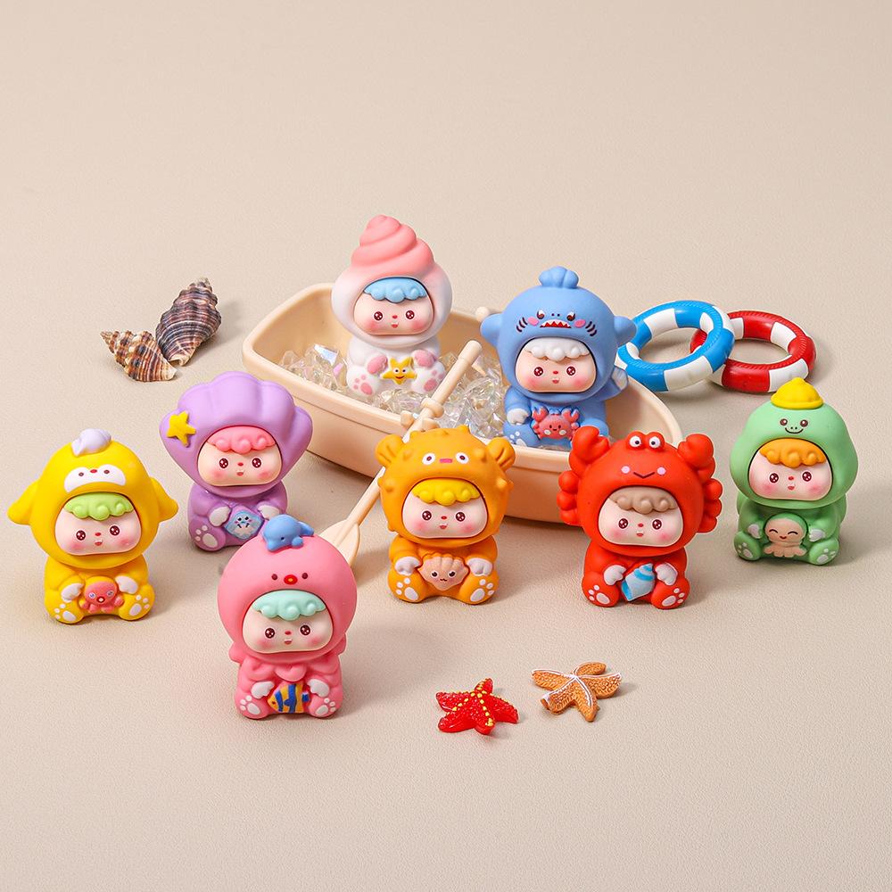 8pcs/Set Ocean Baby Figure Toy Mini Figurine Desktop Decoration Model Ornaments Toys Boys Girls Christmas Gifts