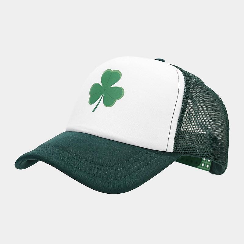 

Clover Summer Adjustable Mesh Cap With Sun Protection For Outdoor Activities DarkGreenWhite
