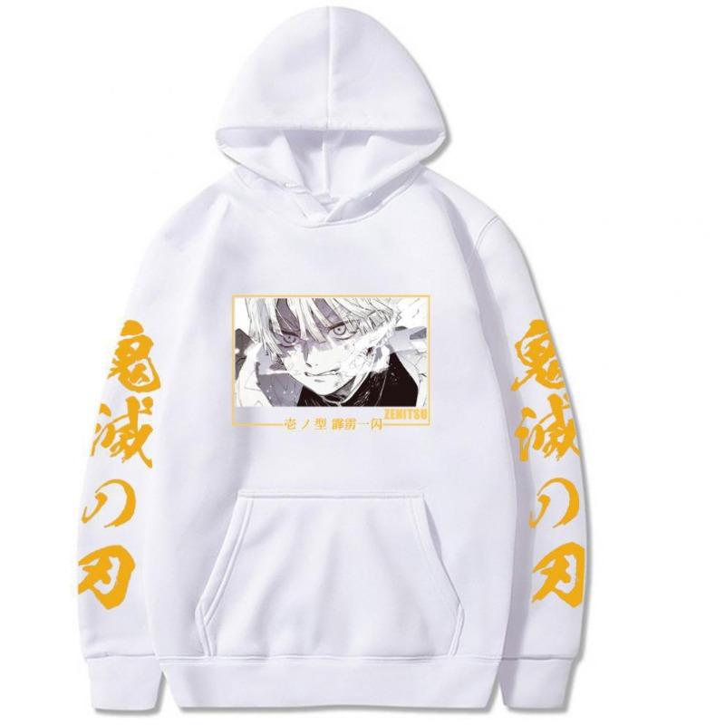 Agatsuma Zenitsu Japanese Animation Men's Hoodie Vintage Unisex Pullover Vintage Graphic Hoody Tops Oversize Clothing