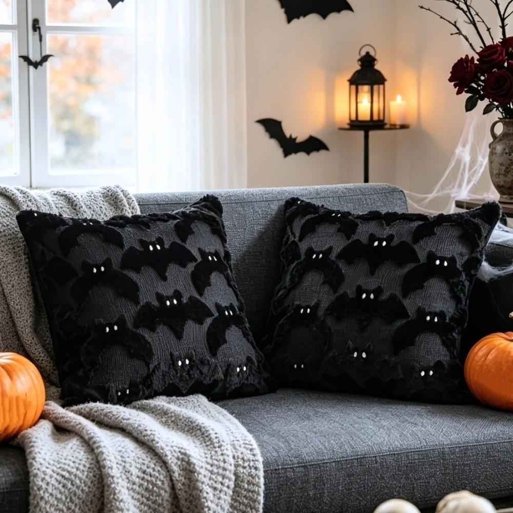 Soft Halloween Ghost Throw Pillow Covers Textured Lumbar Pillow Cover Plush Pillowcase Dorm