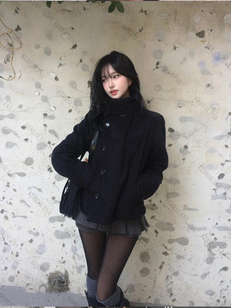 Cappotto Collo Alto Donna Colore Solido Autunno/Inverno Streetwear Y2K Hip-hop Retro Harajuku Carino Casual Moda Versatile Nuovi Top da Donna
