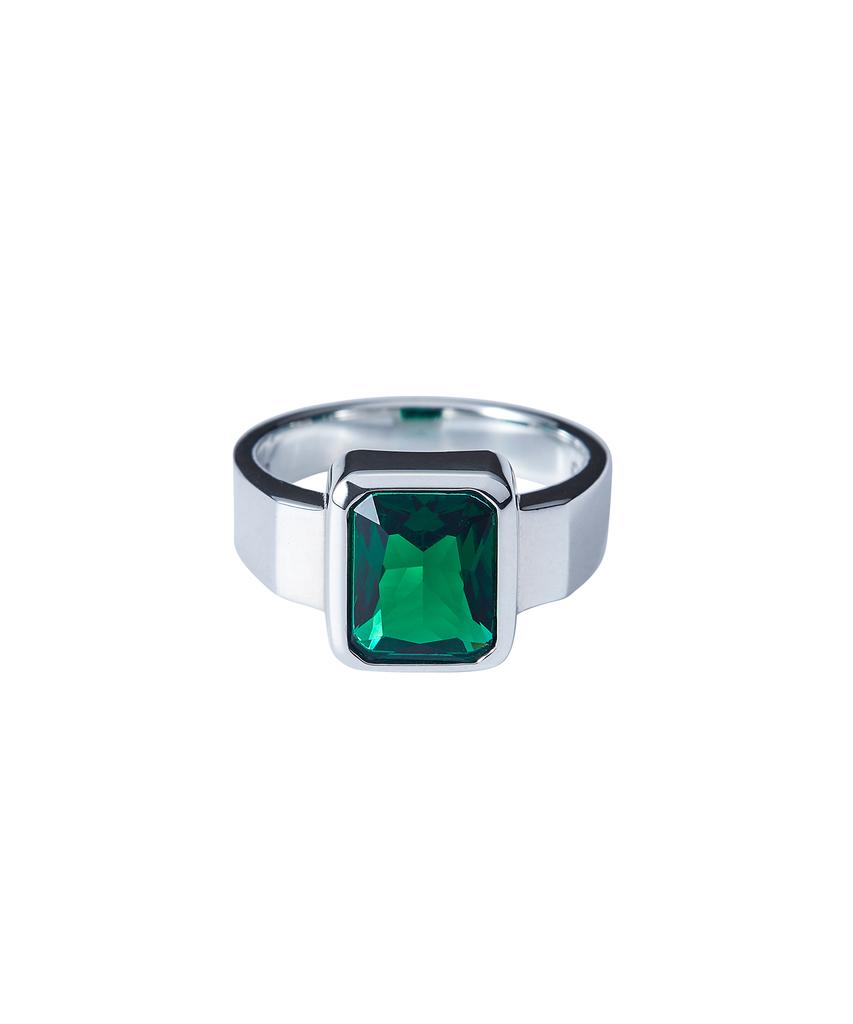 Sting925 Green Emerald Cut Ring