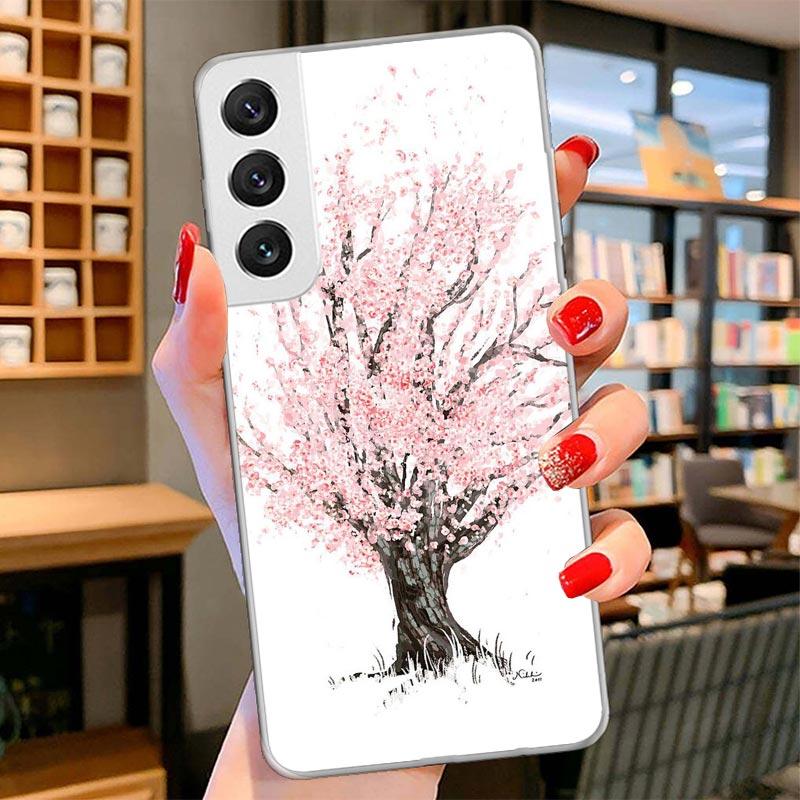 Cherry Blossom Tree Cover Phone Case For Samsung Galaxy S26 S25 Edge S24 Ultra S23 S22 Plus S21 S20 FE Soft Fundas Shell Galaxy