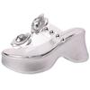 Design Sense Transparent with Flower Pearl Slippers Women's Summer Fashion Casual Thick Bottom Slope Heel Cool Slippers Tide