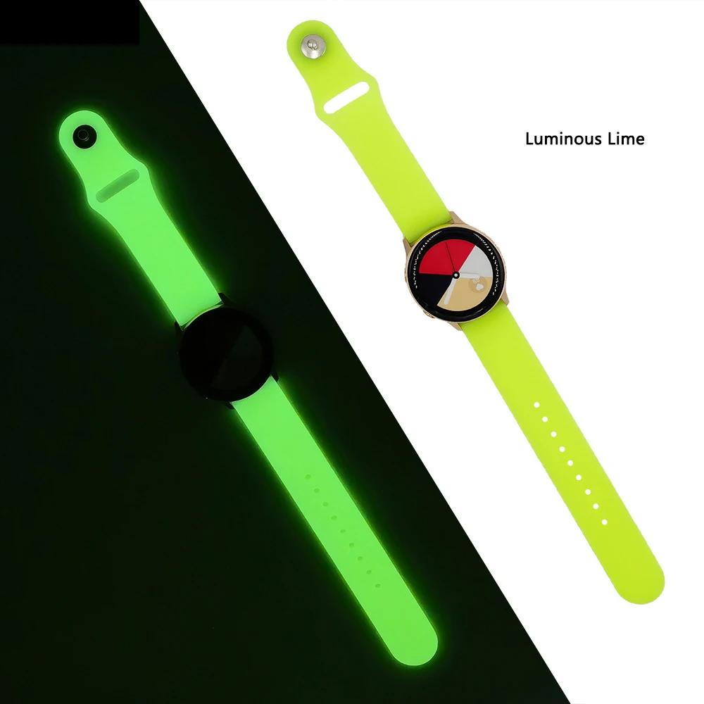 20mm Glow Luminous Silicone Strap For Samsung Galaxy Watch Band 6/5/4/5 Pro Sports Bracelet for Amazfit Bip/U/S/lite Correa Belt