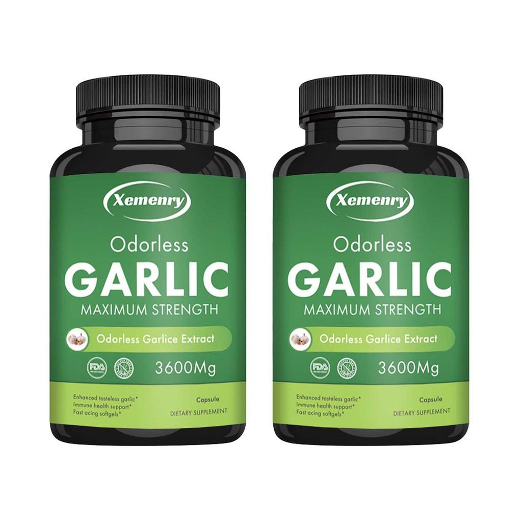 Capsule di estratto d'aglio inodore, alto contenuto 3600mg, integratore alimentare, integratore alimentare per adulti.
