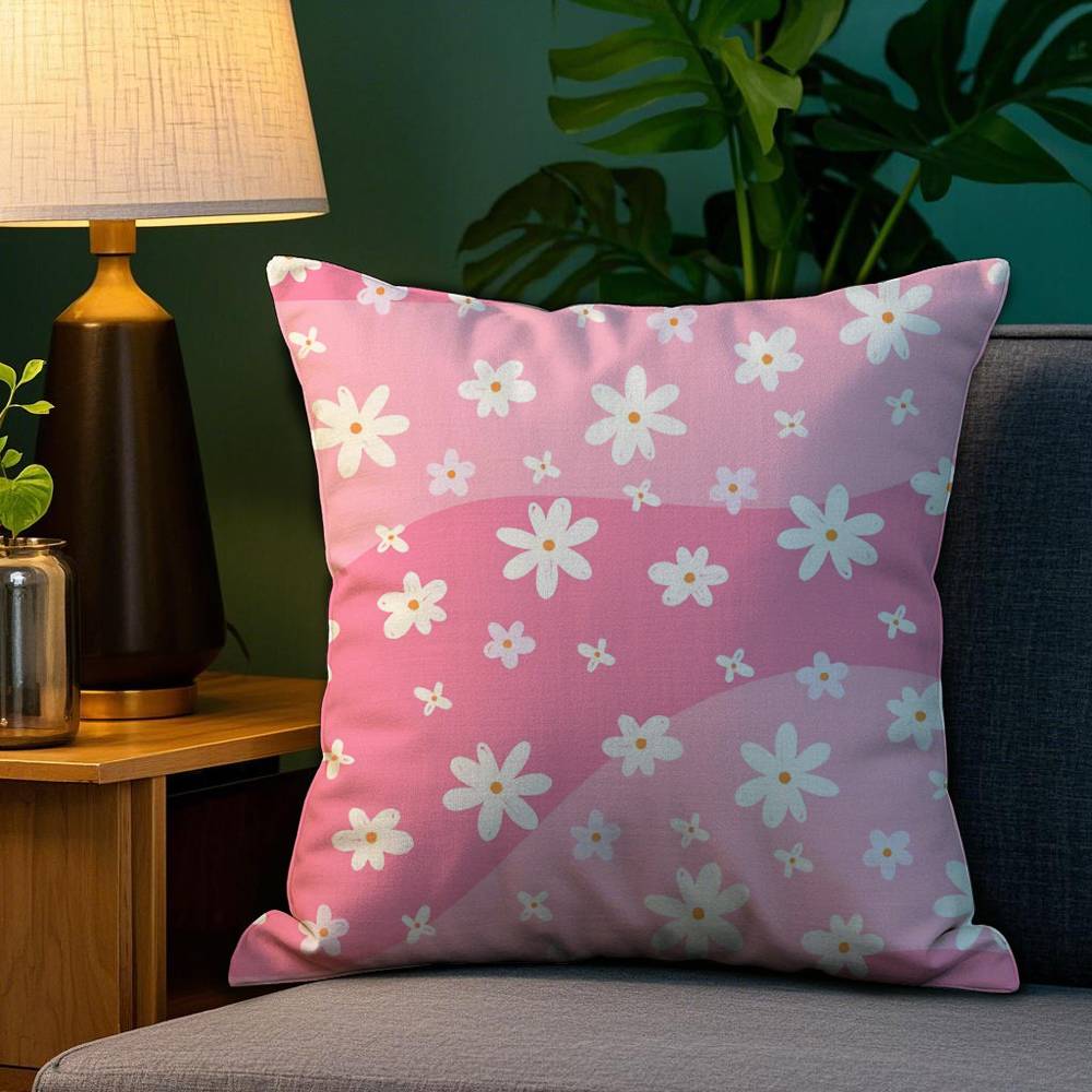 Colorful Daisies Pillow Case Plush Fabric Soft Double Sided Print Sofa Cushion Cover Throw Pillow Covers