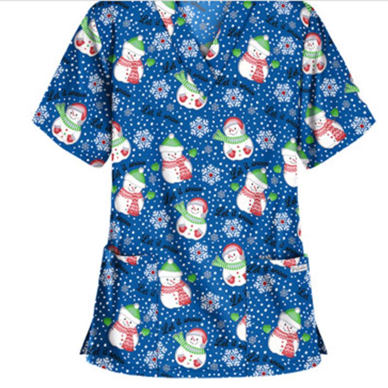 

Летняя женская футболка с v-образным вырезом и рождественским принтом, свободная повседневная футболка с короткими рукавами и карманами XXXL