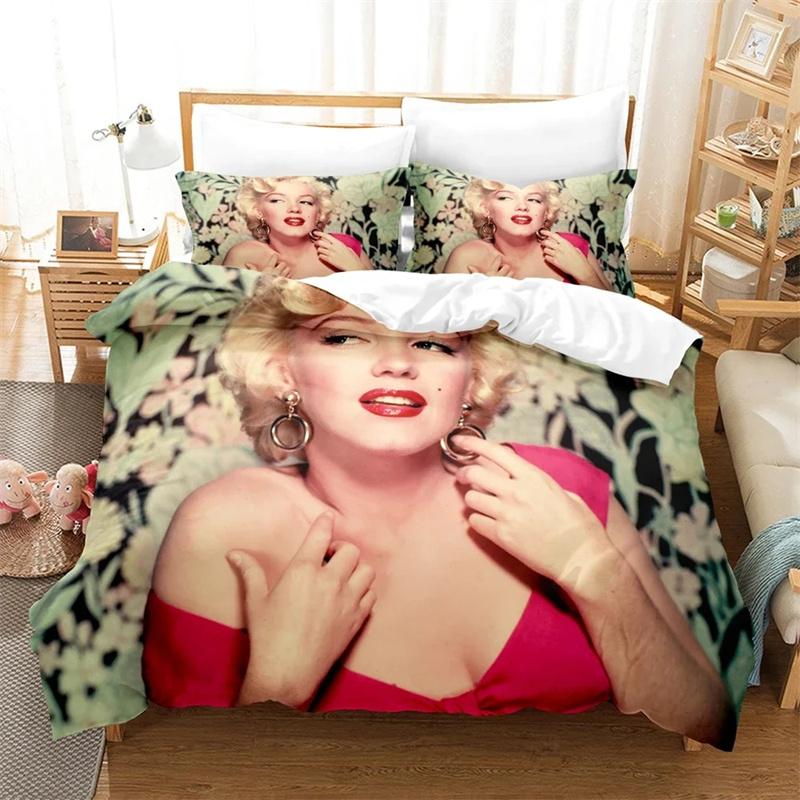 3D Παπλωματοθήκη για όλες τις εποχές Marilyn Monroe Σετ παπλωμάτων για όλες τις εποχές, μαλακή παπλωματοθήκη και μαξιλαροθήκες μονόκλινο/διπλό/queen/king size