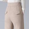 Women's Winter Elastic Waist Loose-Fit Wool Acetate Pants - Slimming, Versatile, Thick, Narrow-Leg To Wide-Leg Design