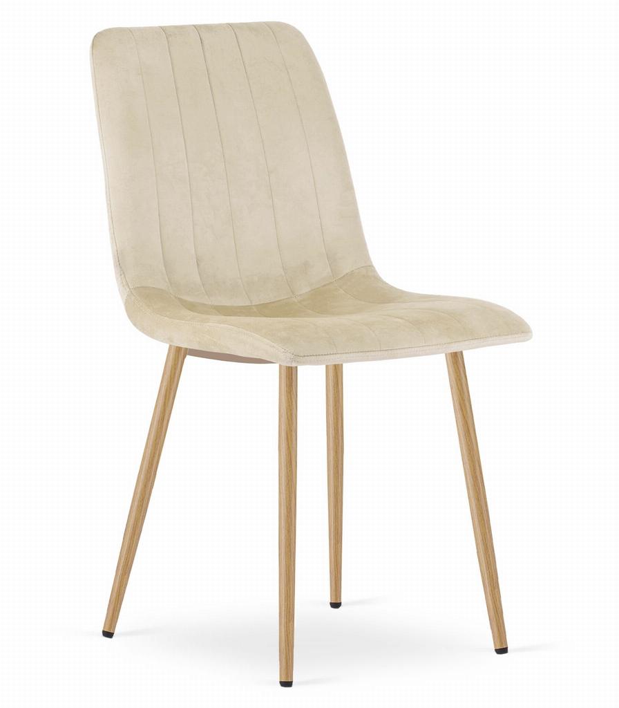LAVA chair - light beige velvet / wood-colored legs x 2