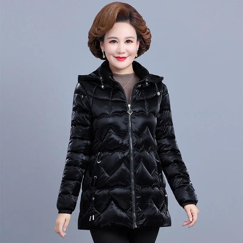 

Women Winter Hooded Warm Jacket Padded Plus Size Casual Outwear Female 4XL чёрный
