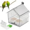 Hanging Clear Parrot Feeder Anti Spill Pull-Out Design Bird Bath Bowl House Parrots Feeding Device Bird Feeding Box