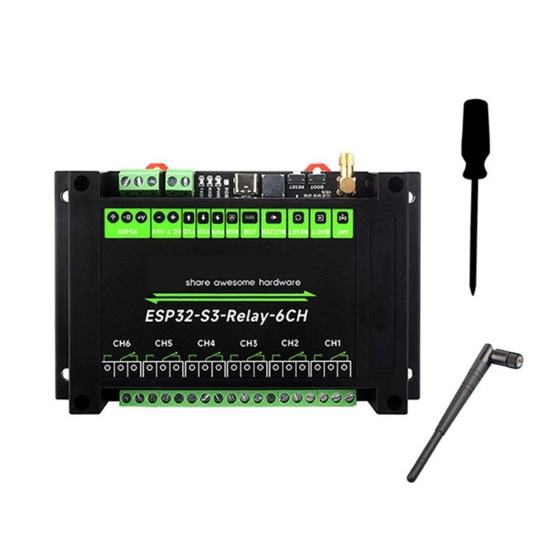 Industrial 6CH ESP32S3 WiFi Relays Module Onboards RS485 HAT Interfaces Supports WiFi Bluetooth-compatible