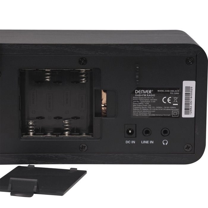 Denver dab-30black radio portable 1w rms - personnel numérique noir, dab + radio numérique, fonctionne sur 230v ou piles