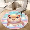1pc Cute Hamster Clouds Rainbow Bow Round Carpet, Made of Polyester,Perfect for Decorating Office Chairs, Living Rooms,Vibrant Decorative Rug