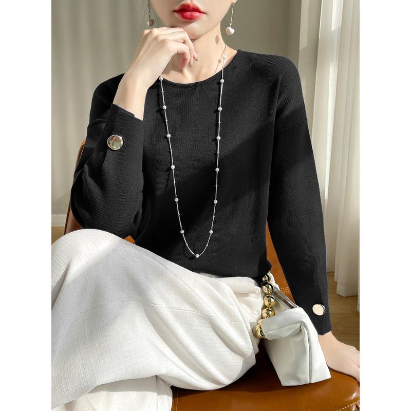 

Источник Красный Женский Свитер 24 Осенняя Одежда Новое Чувство Дизайна Нишевый Низ Вязаный Свитер Рукав Три Четверти Топ XXL чёрный