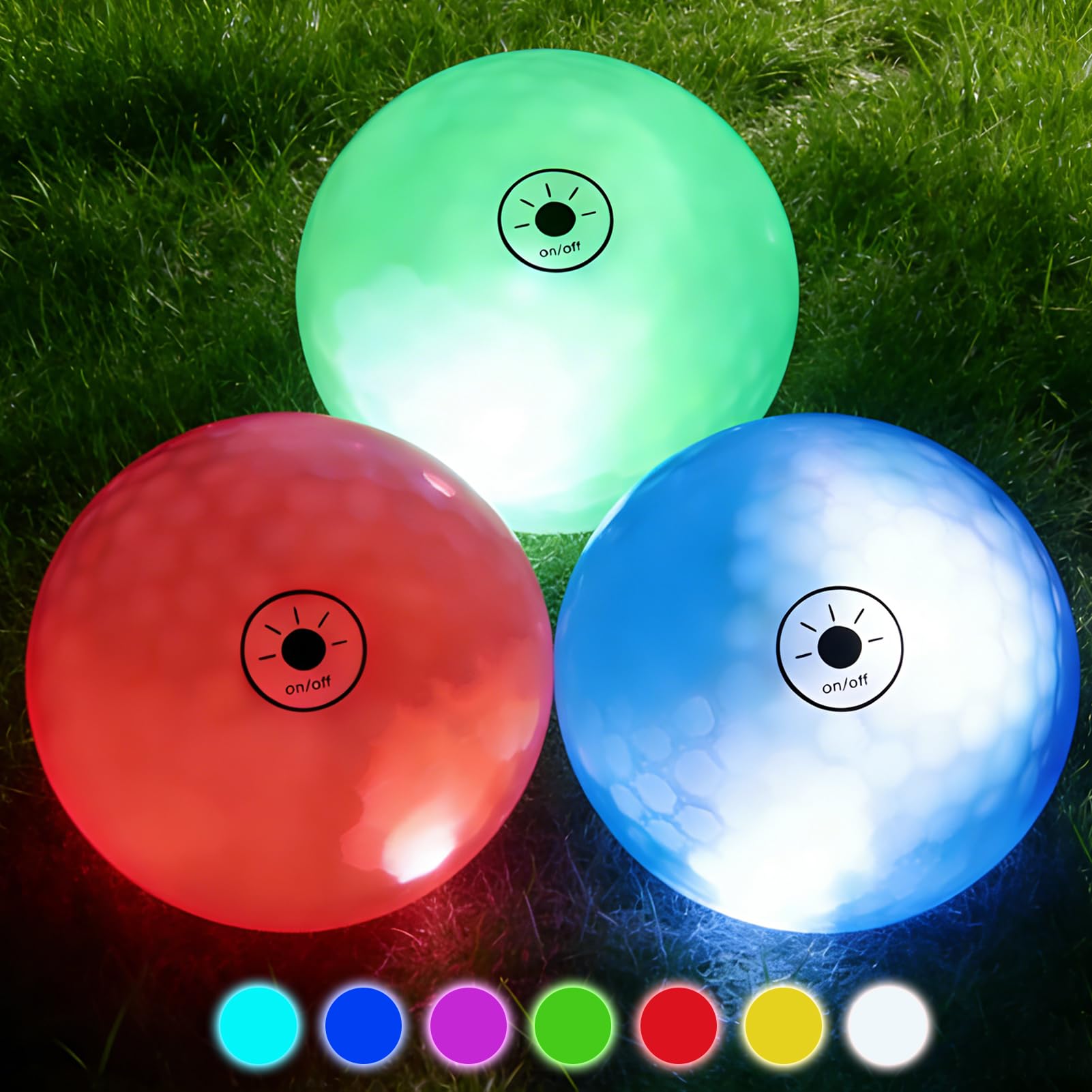 ZNLAKU Glowing Golf Balls - Nighttime Use, Illuminated, Light-Controlled, Popular Prize, Night Practice Balls, 7 Colors