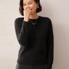Women's Solid Color Cashmere Knit Sweater: Round Neck, Long Sleeve, Double-Ply Base Layer for Autumn & Winter.