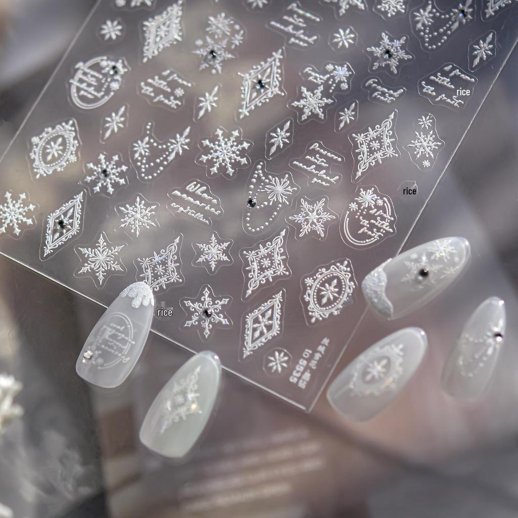 Tomoni Velvet Snowflake Crystal Diamond Nail Art Stickers