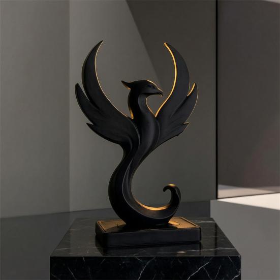 3D Geprinte Feniks Figuur Modern Minimalistisch Abstract Feniks Beeld Sculptuur Bureau Decoratie voor Huis Kantoor Woonkamer