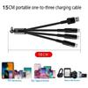 15cm Short 3 In 1 USB Charge Cable for iPhone 1514 13 12 Pro Fast Charge Micro USB Type C Cable for Samsung Multi Charge Cord