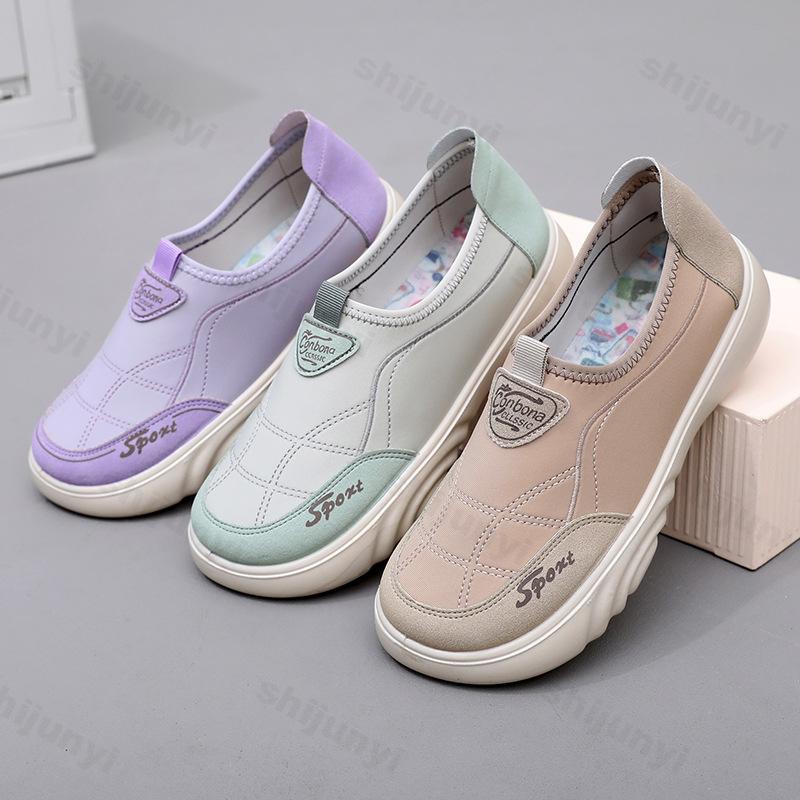 Soft Soled Non Slip Flats Concise Comfortable Casual Shoes Lightweight Hard Wearing Thick Soled Loafers Slip on Women's Shoes