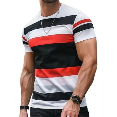 Fashion Stripe 3D Printed T Shirts For Men Summer Casual Crew Neck Short Sleeve T-shirt Loose Quick Dry Breathable Tees Tops