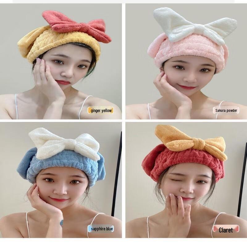 Ginger Yellow Large Bow Hair Drying Turban