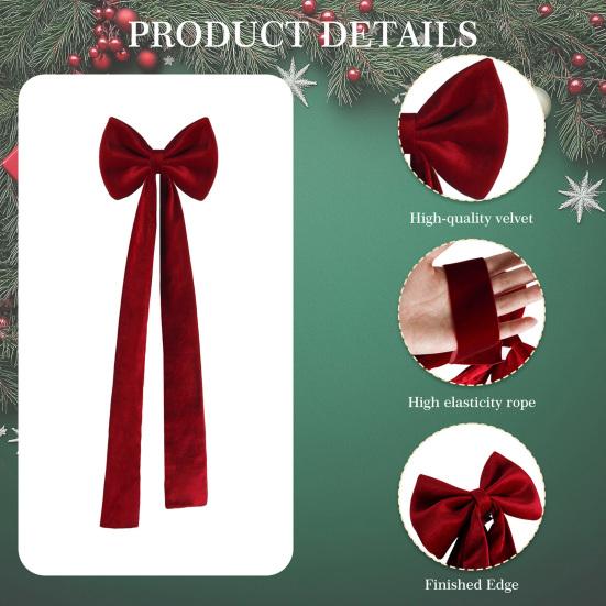 Chair Sash Bow Reusable Chair Back Velvet Bow Universal Wedding Events Banquet Anniversary Bridal Banquet Party Dining Chair Cover Decoration