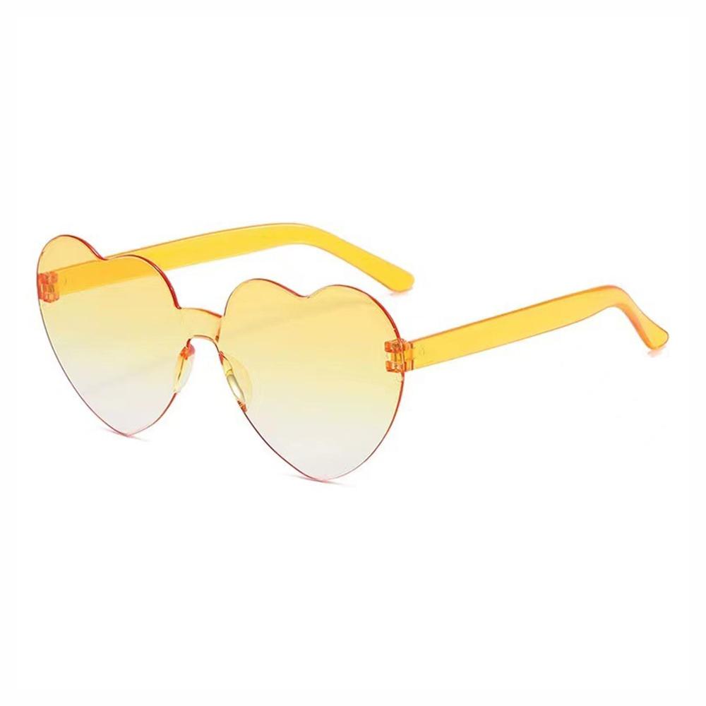 Liebe Herz Form Sonnenbrille Frauen Randlose Rahmen Tönung Klare Linse Bunte Sonnenbrille Weibliche Rot Rosa Gelb Shades Reisen