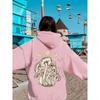 Pilz Mondphase Grafikmuster Damen Kapuzenpullover Herbst Lässig Streetwear Locker Fleece Pullover Jogging Tasche Damen Kapuzenpullover