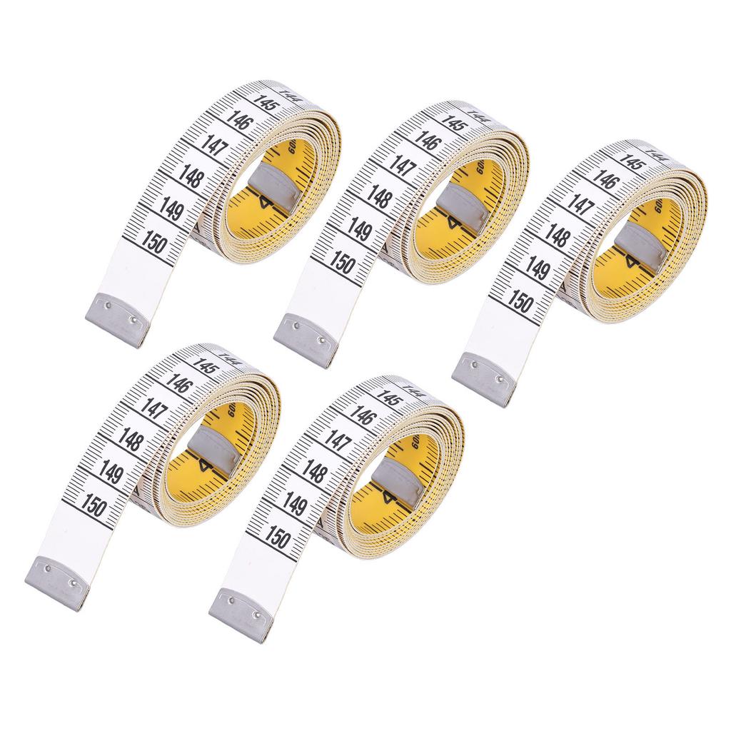 Measuring Tape Soft Flexible Clear Graduations Yellow White Double Sided Inch Tape Measure