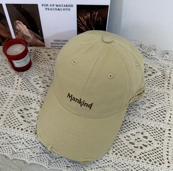 Embroidery Small Letters Solid Color Soft Top Hole Baseball Cap Men And Women Spring Casual Versatile Sunshade Sun Protection Japanese