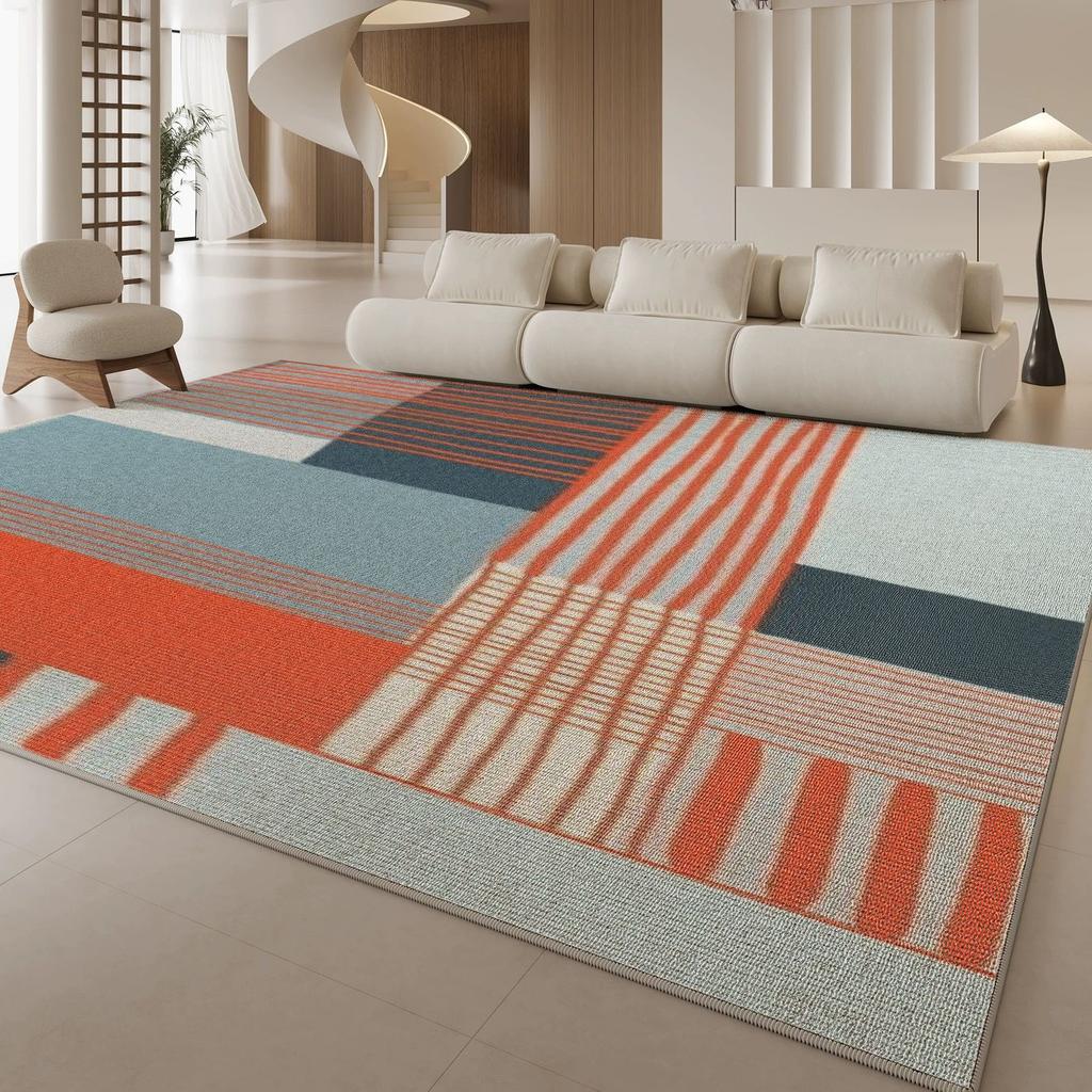 Modern Luxury Stripe Loop-pile Carpet Rug Extra Large Floor Mat Plush for Sofa Living Room Bedroom Cozy Style Home Decor