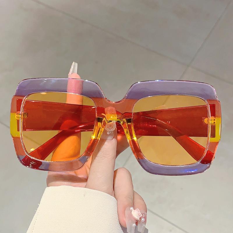 Oversized Square Sunglasses Women  New In Vintage Candy Color Gradient Travelling Shades Trendy Outdoor Sun Glasses