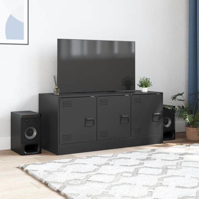 VidaXL TV Cabinet Black 99x39x44 Cm Steel, TV Stand, TV Furniture, Multimedia Cabinet, TV Sideboard, Hi-fi Cabinet, Center of 841643