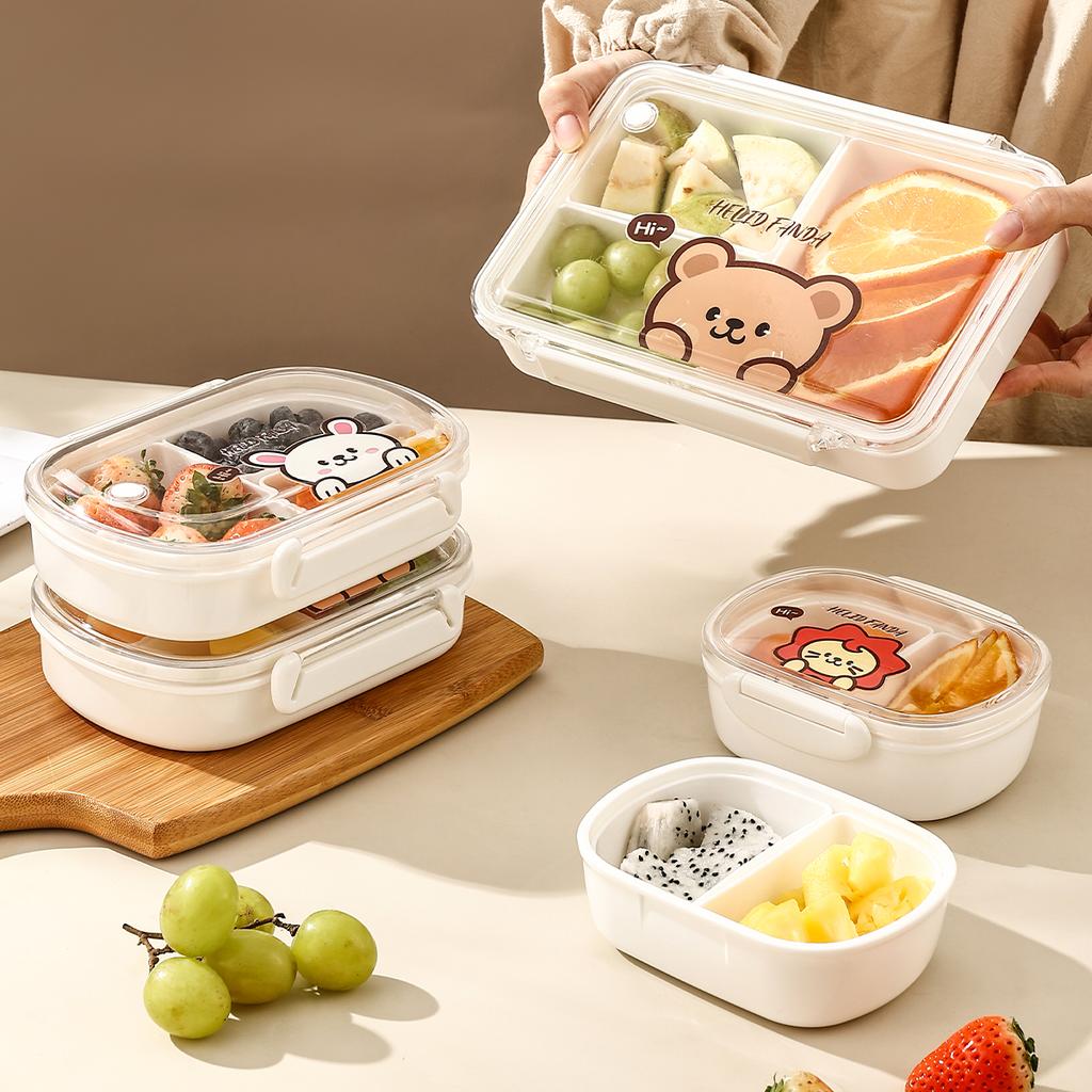 WORTHBUY Leak Proof Lunch Box Portable Food Container Microwavable Detachable Compartment Bento Box Plastic Transparent Food Box