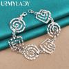 925 Sterling Silver Round/Square Swirl Bracelet For Women Wedding Party Fashion Jewelry