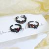 Dark Stacked Wearing Personalized Thorn Open Ring Niche Design Red Zircon Retro Punk Fashion Index Finger Ring Woman