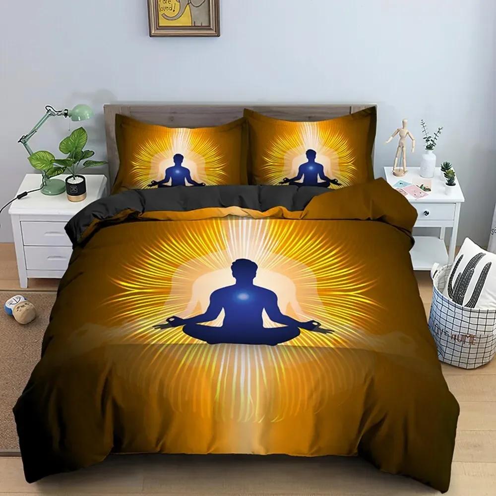 Family Buddha Mandala Comfortable Duvet Quilt Cover Pillowcase Bedding Set Children Bedroom Decoration Home Textile
