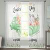Velikonoční zajíček nákladní auto květiny sedmikráska tylové záclony do obývacího pokoje kuchyně průsvitná voálová záclona panely okenní závěsy do ložnice
